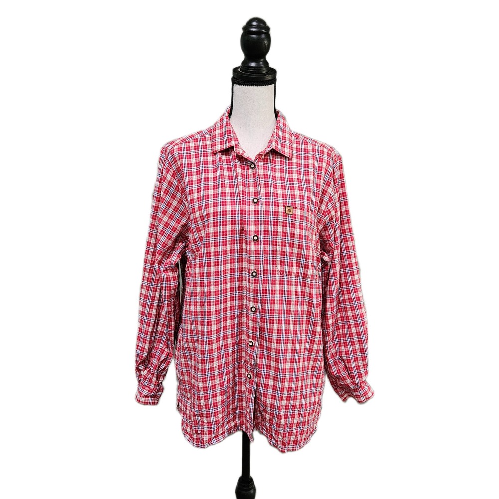 Vintage Hammerschmid Women's‎ 100% Cotton Red/White Plaid Button Down